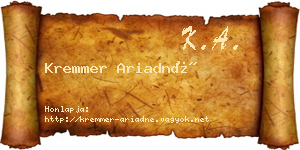 Kremmer Ariadné névjegykártya